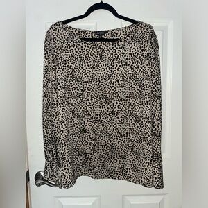 Express Animal Print Long Sleeve Blouse